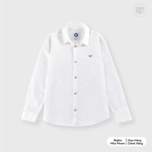 Áo sơ mi cho bé trai Bigfox-MissMeow Chất liệu linen mềm mịnhọa tiết trơn mặc chúc tết du xuân cực đẹp size 567891011 tuổi