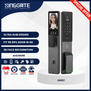 With Installation (1Year Warranty) (Singgate) <FR057> Digital Lock | 3D Ultra Sleek Face Recognition & Video Call Function Digital Door Lock