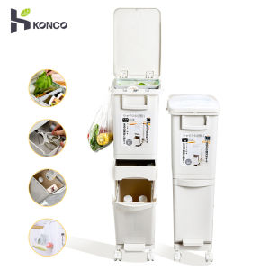 Konco ถังขยะความจุขนาดใหญ่ปี32Lถังขยะในห้องน้ําชั้น3ชั้นแบบถอดออกได้พร้อมถุงใส่ขยะกล่องเก็บของการแยกประเภทถังรีไซเคิลในครัวเรือน
