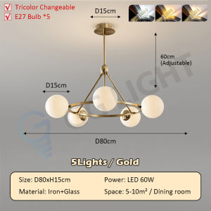 [Free Bulbs]Ring LED Pendant Light Nordic Modern Chandelier for Dining Table Living Room Kitchen Bedroom Glass Chandelier Home Decor Lustre Lighting Fixture