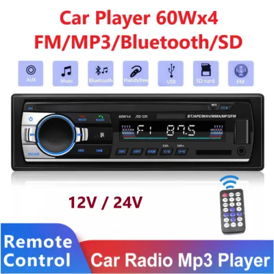 【Limited Offer】 Radio Player 12v 24v 60Wx4 FM Bluetooth Radio USB MP3 Player Radio Kereta Player Single Din 1 Din MP3
