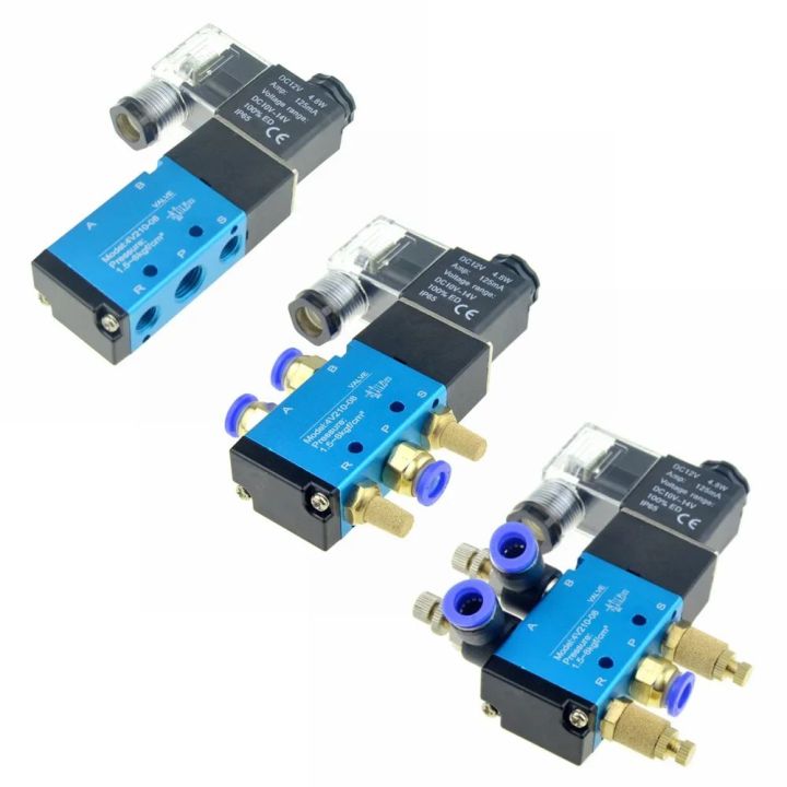 Pneumatic Electric Solenoid Valve 5 Way 2 Position 12V 24V 220V 6mm 8mm ...