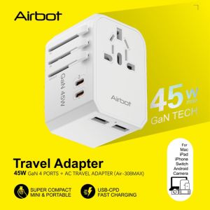 Airbot Air-308MAX | Universal Travel Adapter 45W