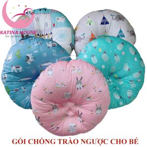 Gối chống trào ngược cho bé sơ sinh Katina House vải Cotton Satin Hàn Quốc mềm mát thoáng khí