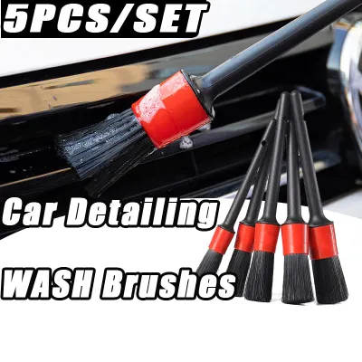 MOTOX 5PCS Car Detailing Brushes Set Car Wash Slit Brush Clean Seat Detail Brush for Cleaning Car Interior Exterior