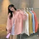 ZD Pink Shirt Women's Spring and Autumn New Korean Style Loose Long Sleeve Top ite Versatile Jacket. 