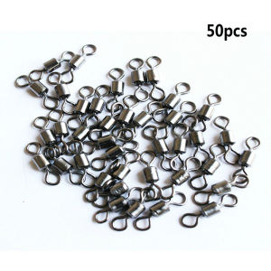 ห่วงสับแบบหมุนสำหรับตกปลาตกปลาแบบหมุนได้สำหรับตัวเชื่อมต่อแบบทึบ50/100ชิ้นลูกปัดสแตนเลสสตีล