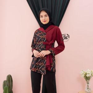 Baju Batik Wanita Atasan Blus Batik Pekalongan Murah Kemeja Lengan Panjang Seragam Pesta Resespsi Kantor Kerja Dinas