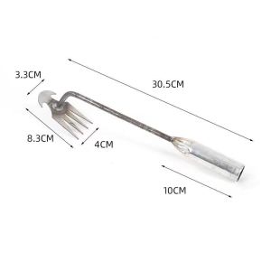 Weeding Uprooting Tool 4 Teeth Dual Purpose Steel Forged Weed Puller Hand Remover Tool for Garden