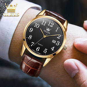 【resmi autentik】OLEVS jam tangan pria anti air otomatis dewasa terbaru 2024 kalender cermin HD jam tangan original asli kulit