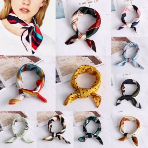 BETTERFORM Fashion Hair Tie Band Small Vintage Floral Head Neck Wrap Neckerchief Silk Feel Satin Square Scarf