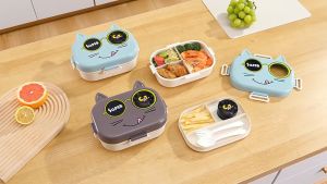 CuddleCove Food Grade Lunch Box for Kids Student Bento Lunch Box Cartoon Divided Portable Baby Food Storage Box
