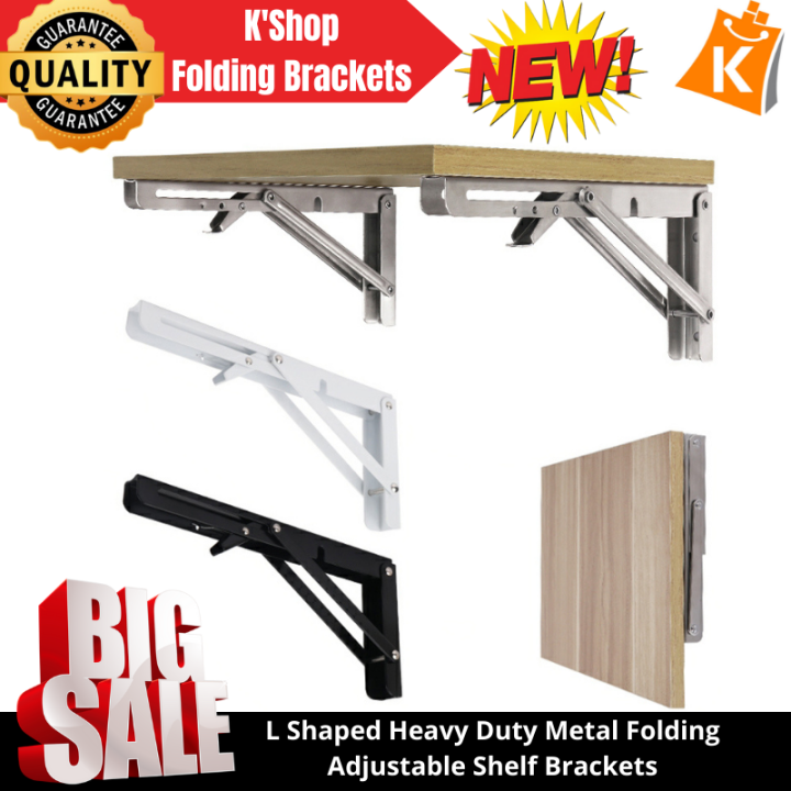  Folding Shelf Brackets - Heavy Duty Stainless Steel
