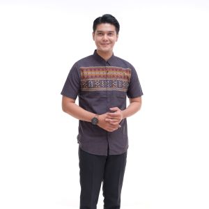Baju Kemeja Pria Slimfit Distro Lengan Pendek Motif Bunga Abstrak Keren Kekinian