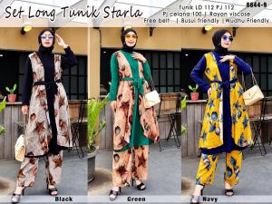 Setelan long tunik starla bahan rayon viscose ld112cm ada 3 warna