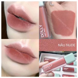 Son kem lì màu <NÂU NUDE> Dolly super matte son kem lì không chì bền màu lâu trôi mua 2 cây tặng 1 hộp đựng cao cấp