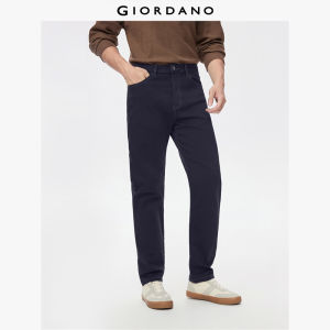 Giordano Men Fleece lined five-pocket mid rise denim jeans Free Shipping 01115696