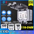 FCM Outdoor Waterproof outlet Sockets IP66 Surface Mount Rainproof Outdoor Switch Socket 118 Type Splashproof Junction Box Bathroom Box. 