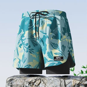 Sentexin Mens Swimming Trunks with Compression Quick Dry Swimwear 2 In 1 Quick Dry Running Gym Swim Shorts for Men Running Beach Shorts L-4XL