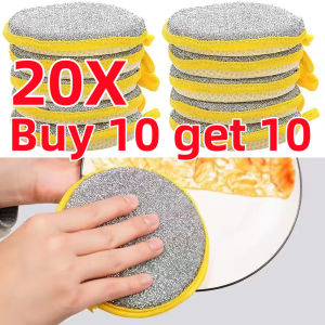 Buy 10 get 10 Kitchen Super Absorbent Double-Sided Brushes Magic Dishwashing Sponge Eraser Anti-Grea