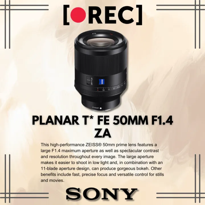 Sony Planar T* FE 50mm ZA Lens [SEL50F14Z] Sony Singapore