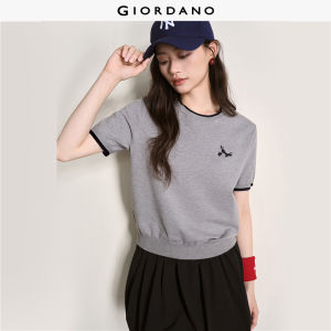 Giordano Women Tom & Jerry embroidery short sleeve knitwear Free Shipping 18356807