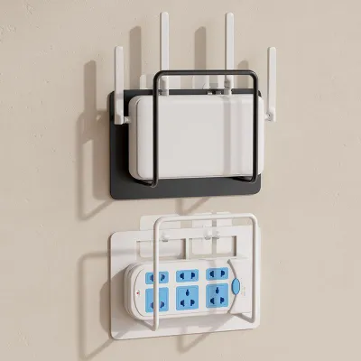 Wall Mount Router Stand Rack with Cable Management Design for Storage Box Bracket and Top Box No Drilling Required Wi-Fi Rack