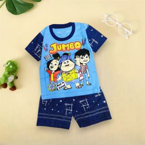Setelan Baju Harian Anak Model Baru Motif Jumbo Bahan Katun Usia Anak 3 Bulan-10 Tahun Warna Random