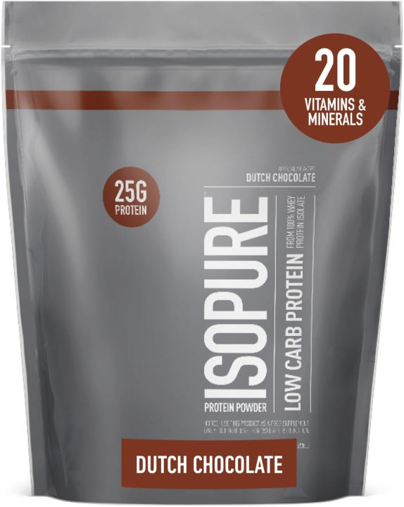 Isopure Dutch Chocolate Whey Isolate Protein Powder With Vitamin C ...