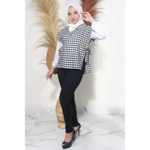 BRIEE - ALICE OUTER BLOUSE TARTAN BAHAN KATUN FIT L