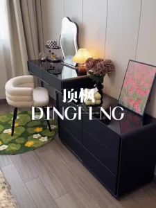 Dressing Table Storage Cabinet Integrated Storage System Pure Black Corner Makeup Stand