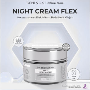 Benings Night Cream Flex Whitening & Anti Pori-Cleanse Krim Malam untuk Semua Tipe Kulit