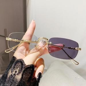 JN IMPRESSION Photochromic Anti-blue Light Glasses Rimless Temperament Finished 0 Degree Glasses