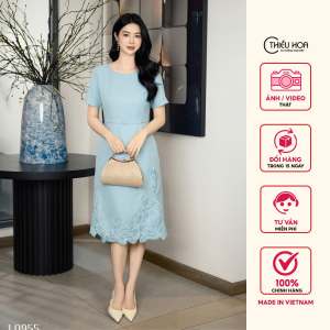 Đầm thiết kế thanh lịch sang trọng chất liệu vải dệt nhũ óng cao cấp mềm mịn DD4L0955 Thời trang Thiều Hoa