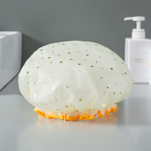 B.F. Double-layer Waterproof Shower Cap Fashion Bathing Caps Star Pattern Bathroom Hair Salon Supplies