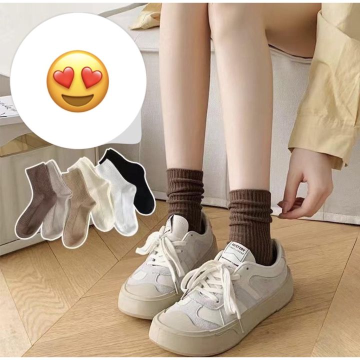 5 Pairs/Set Korean Style Sock Long Socks College Women Mid Socks