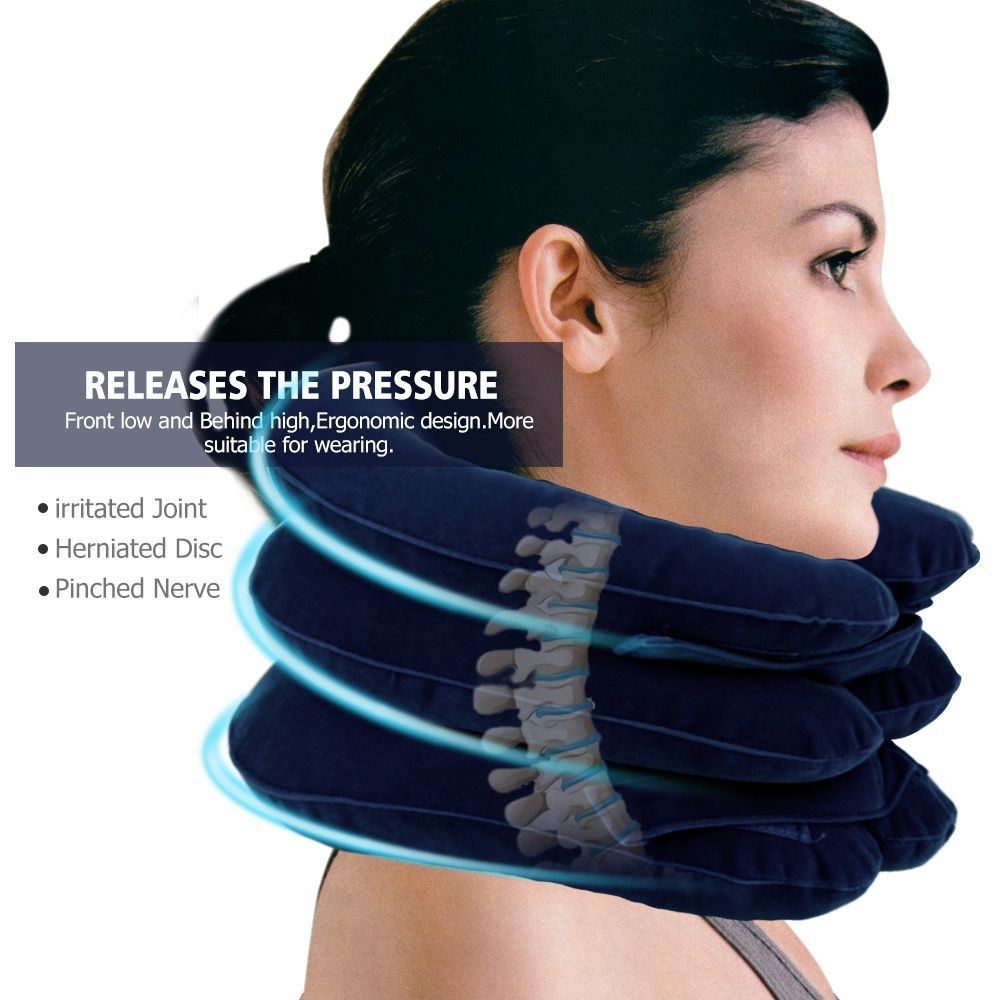 Cuscino da viaggio per il relax del trattore trasportabile, morbido, per la trazione della vertebra cervicale, per il sollievo dal collo, per la correzione della postura e per lo stretching_voghion.com