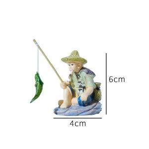 MKEB PVC Old Man Fishing Ornament Aquascape Decorative Miniature Room Decoration DIY Jiang Tai Gong Fishing Rockery Landscape Ornaments