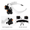 Headband Magnifier Eye Loupes Eyeglass Style Hands-Free Magnifying Glass Multiple Magnifications with Warm and Cool LED Lights. 