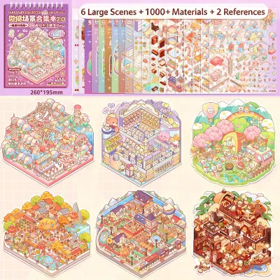 AIYIN Miniature ฉากคอลเลกชันสติกเกอร์ภูมิทัศน์ 3D สามมิติ Cabin เด็กผู้หญิงของเล่นเด็ก diy คู่มือสติกเกอร์สติกเกอร์