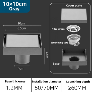 Square Floor Drains SUS304 Stainless Steel Shower Drainer Bathroom Deodorant Floor Drain