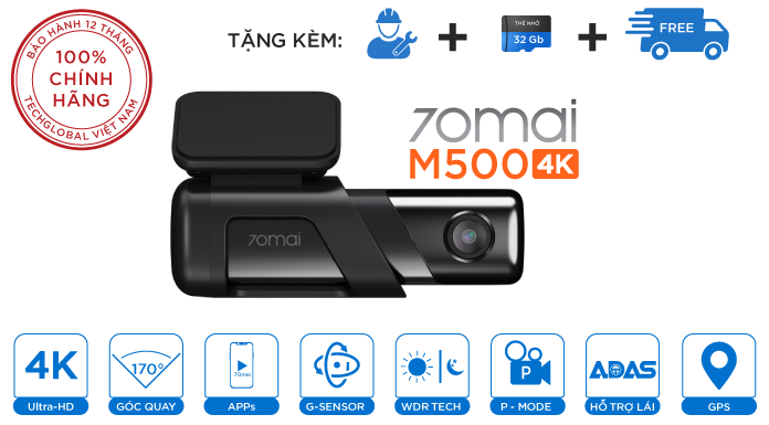 Camera Hành Trình Xiaomi 70mai M500 Bộ nhớ 64Gb