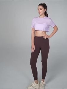 Lulu Lyocell Sports T Loose Short Cropped Quick-Dry Skin-Friendly Top Fitness Short Sleeve Running Yoga Shirt