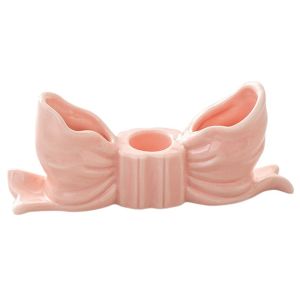 CINDYKHBKJ INS Ceramic Bow Candle Holder Romantic Elegant Long Candle Candlestick Photo Props Creative Candle Stands Wedding Candlelight Dinner