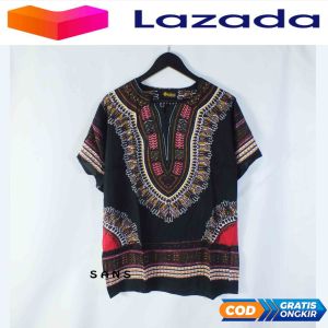 Baju bali etnik batik bangkok pria dan wanita black hard premium - Baju pantai adem - kaos etnik