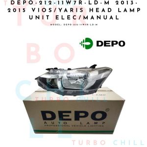 2013-2015 VIOS/YARIS HEAD LAMP UNIT ELEC/MANUAL DEPO-212-11W7R-LD-M RIGHT/ PASSENGER SIDE