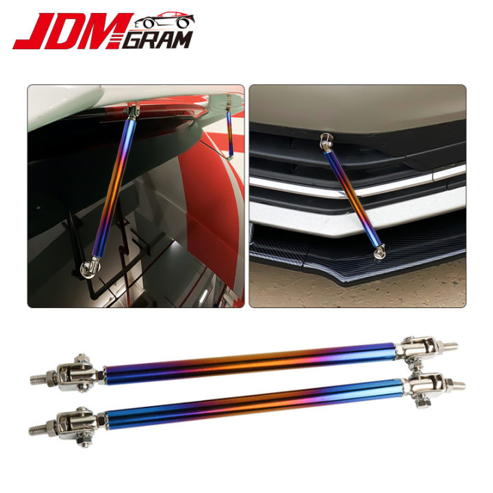 HDC Autosports 200mm Adjustable Red Bumper Splitter Lip Spoiler Strut Support Rod – Aluminum, Front Mount