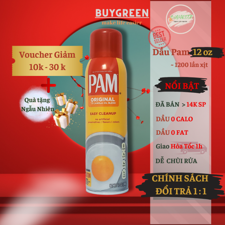 Chính Hãng 12 oz (1200 spray) Dầu Pam ăn kiêng dạng xịt 0 calo pam original 12 oz