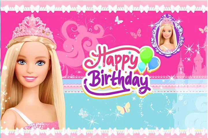 Doll Barbie Princess Backdrop Girls Happy Birthday Party Background Banner  Decor
