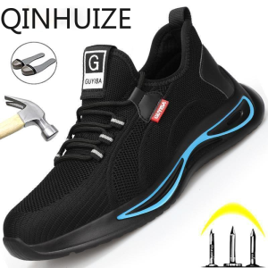 QINHUIZE 2021 new work shoes steel toe safety shoes lightweight and indestructible work safety shoes mens protective safety boots